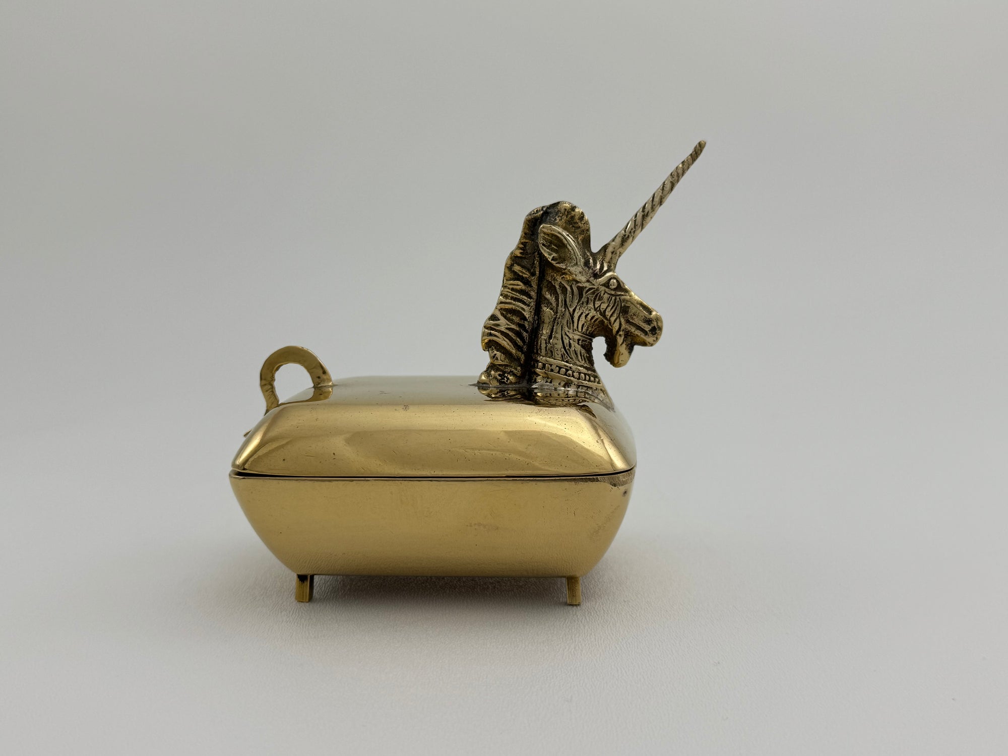 Vintage Brass Unicorn Trinket Box