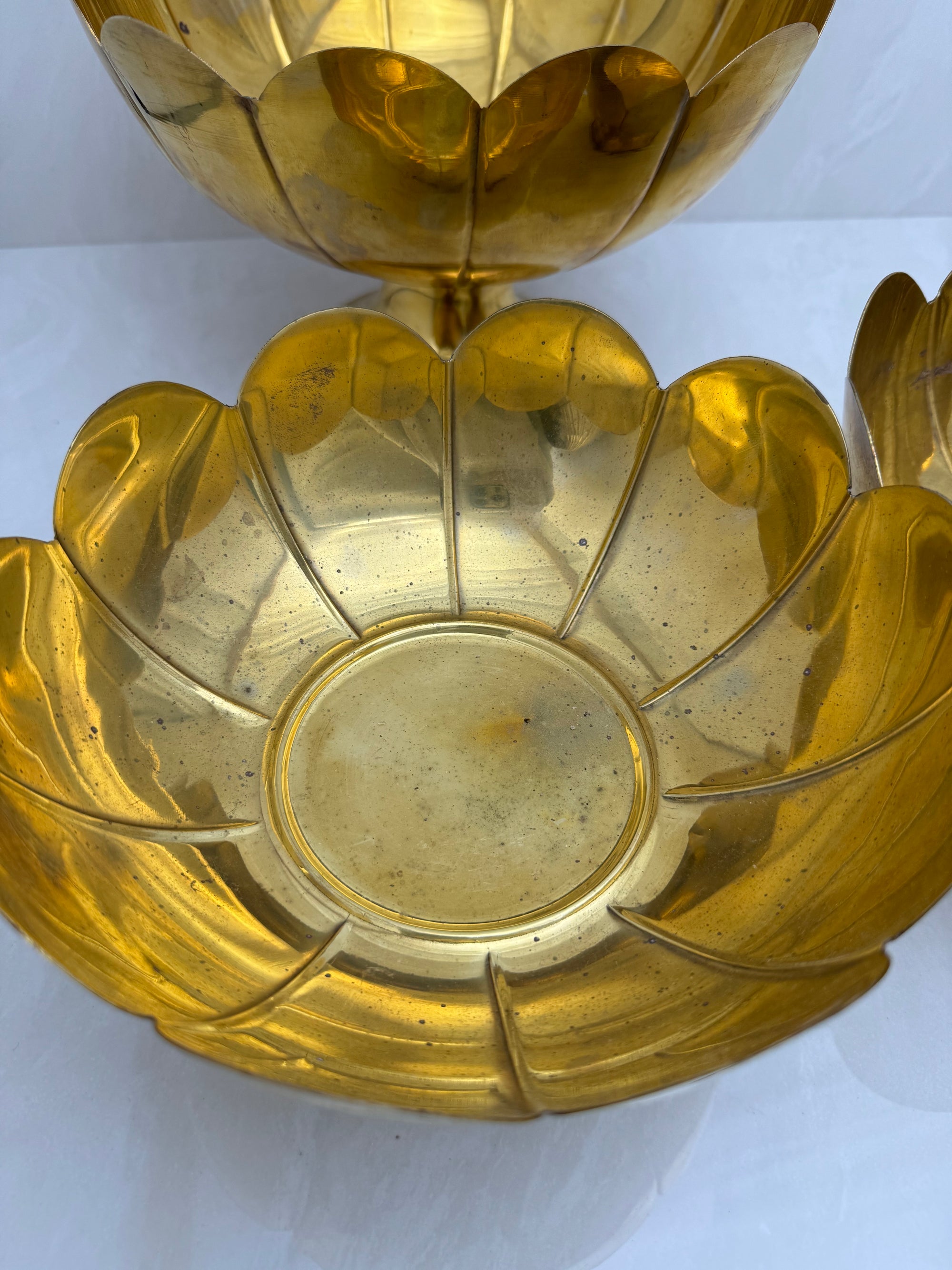 Vintage Brass Floral Bowls- A Three Piece Lightweight Set