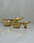 Vintage Brass Frogs Pulling Snails- A Pair