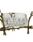 Vintage Cut Crystal Bowl with Ornate Brass Branch & Leaf Stand – Mid-Century Elegance