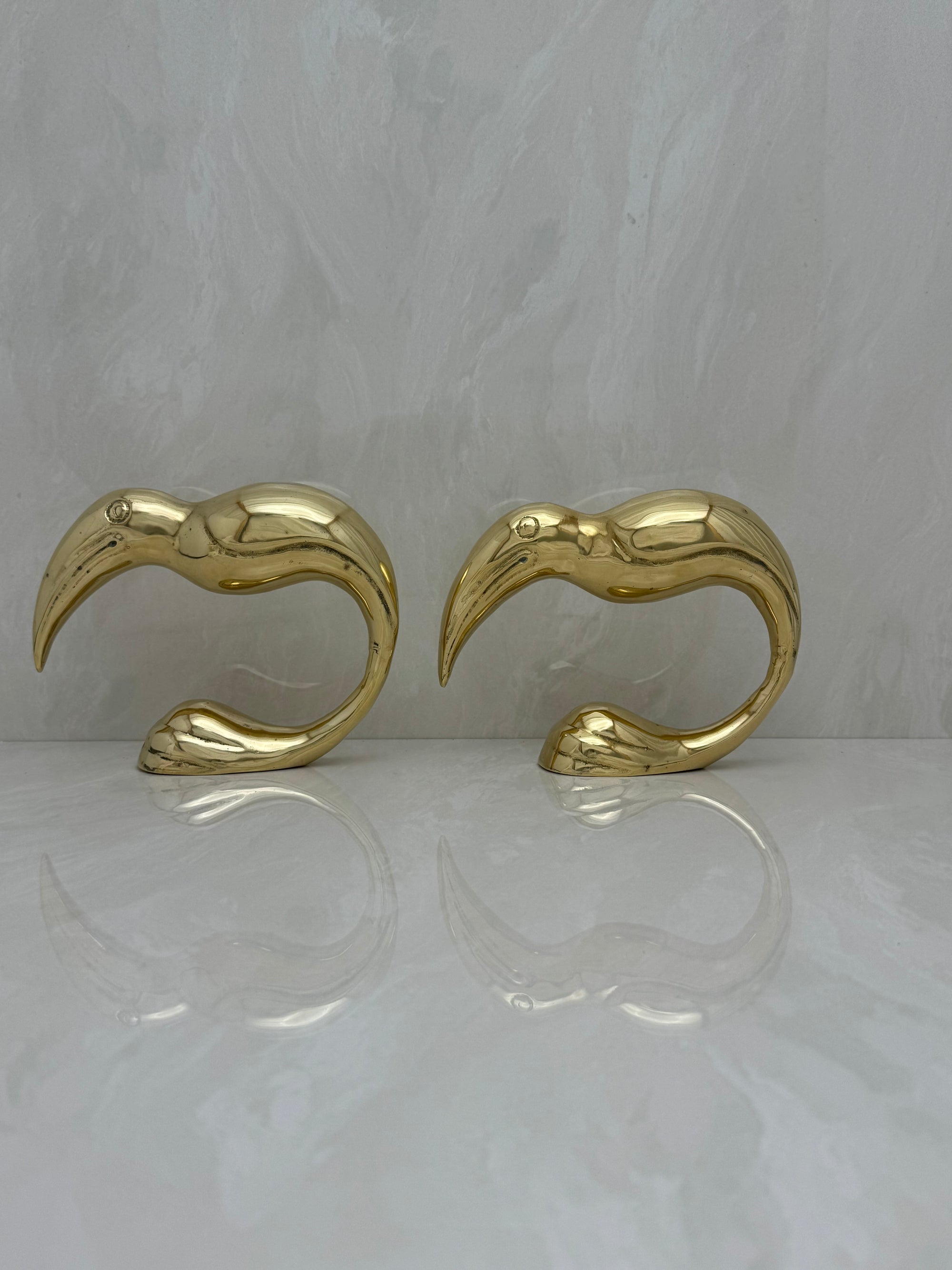 Vintage Brass Toucan Bookends- A Pair