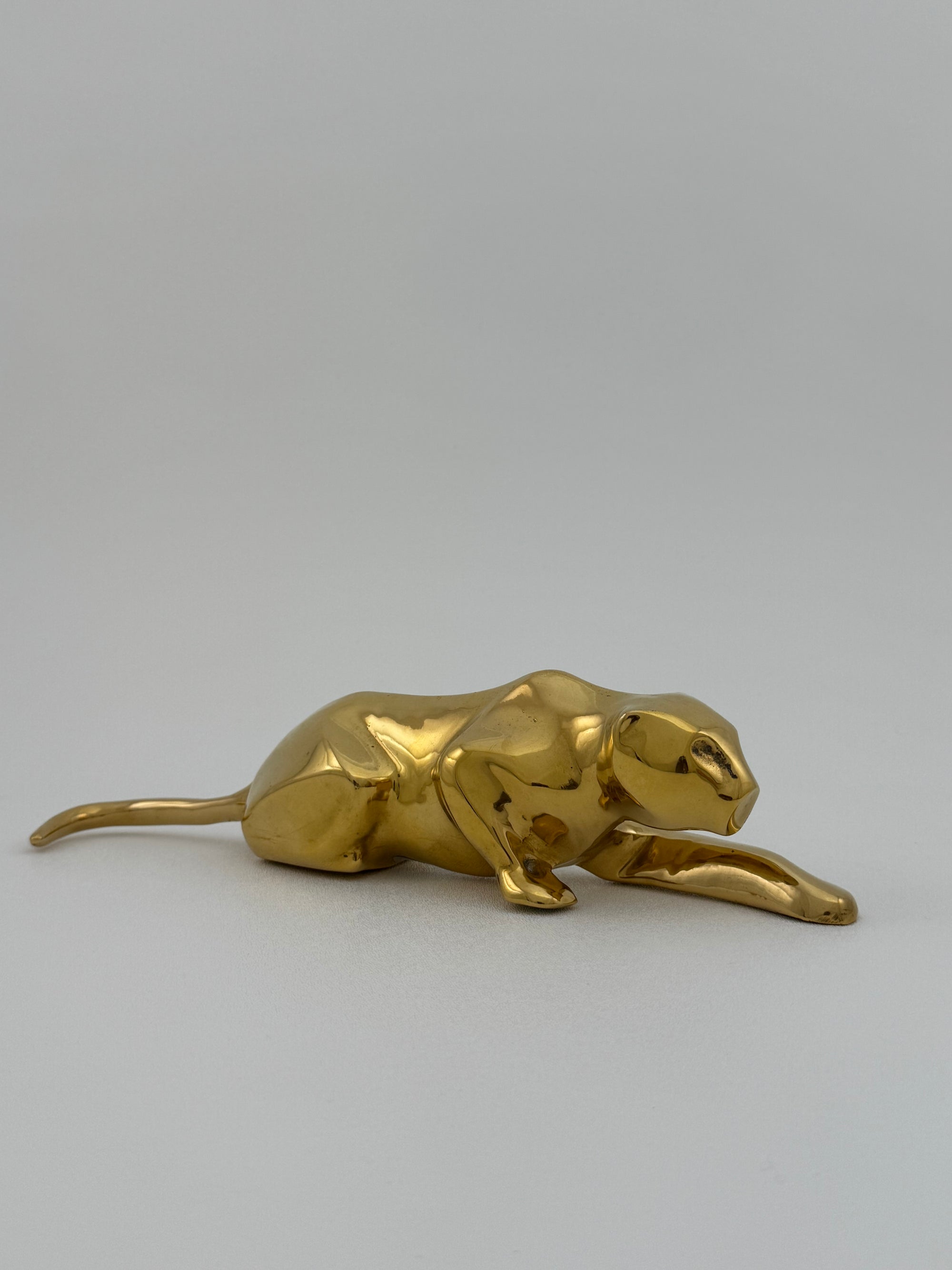 Vintage Brass Crouching Jaguar