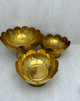 Vintage Brass Floral Bowls- A Three Piece Lightweight Set