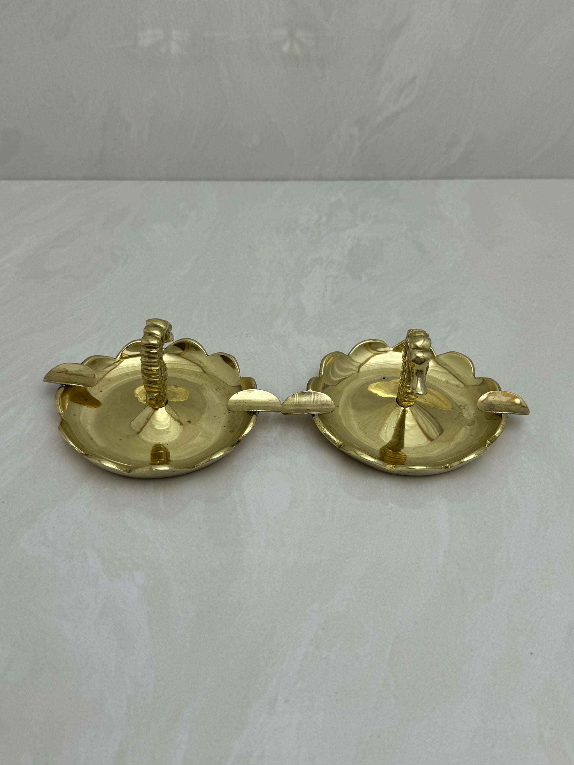 Vintage Small Brass Seahorse Ashtrays-A Pair