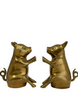 Vintage Brass Sitting Pig Pair – Made in Malaysia