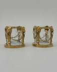 Pair of Vintage Andrea by Sadek Brass & Crystal Candle Holders