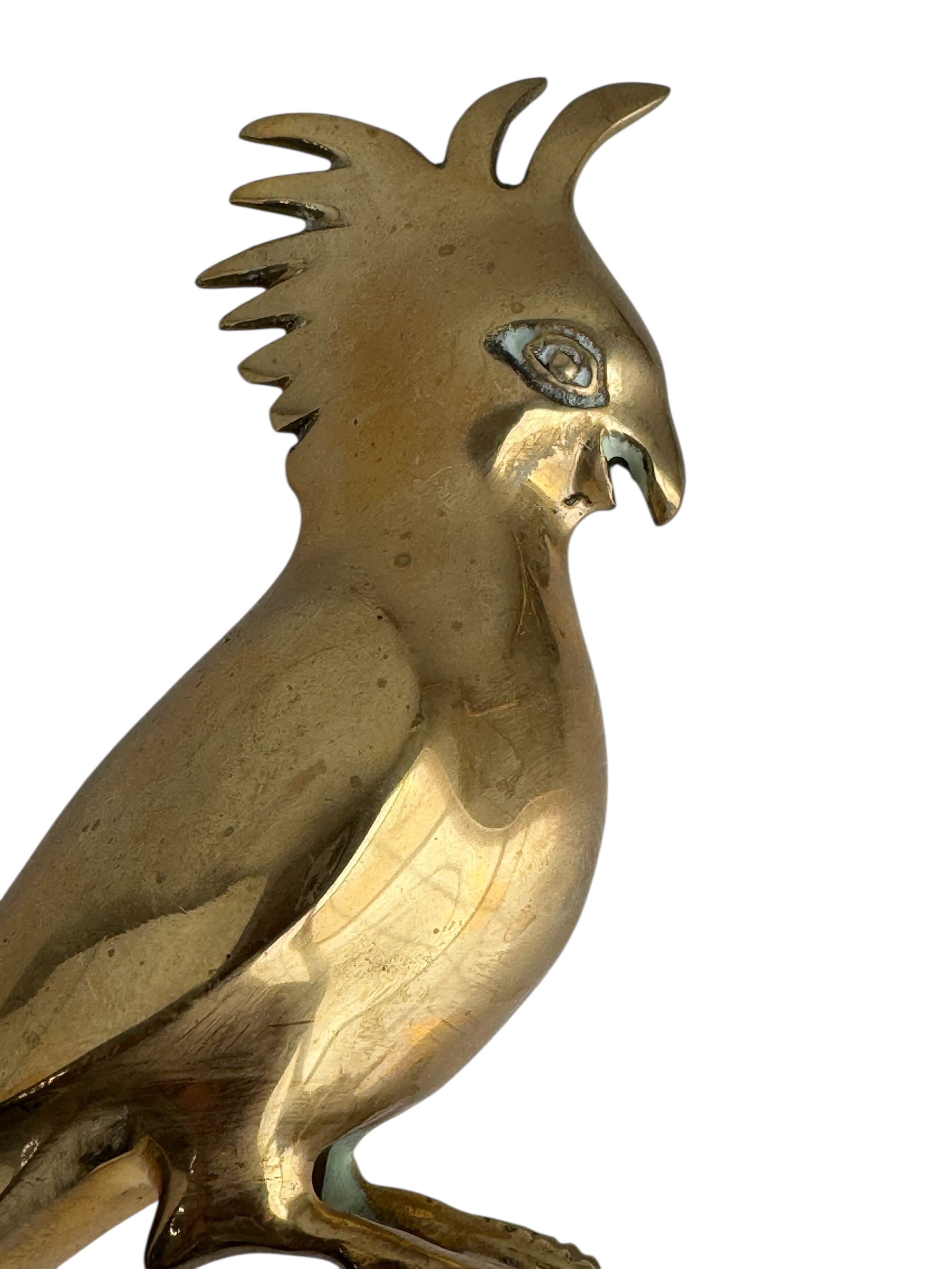 Hollywood Regency Brass Cockatoo Pair on Marble – Mid-Century Modern Elegance