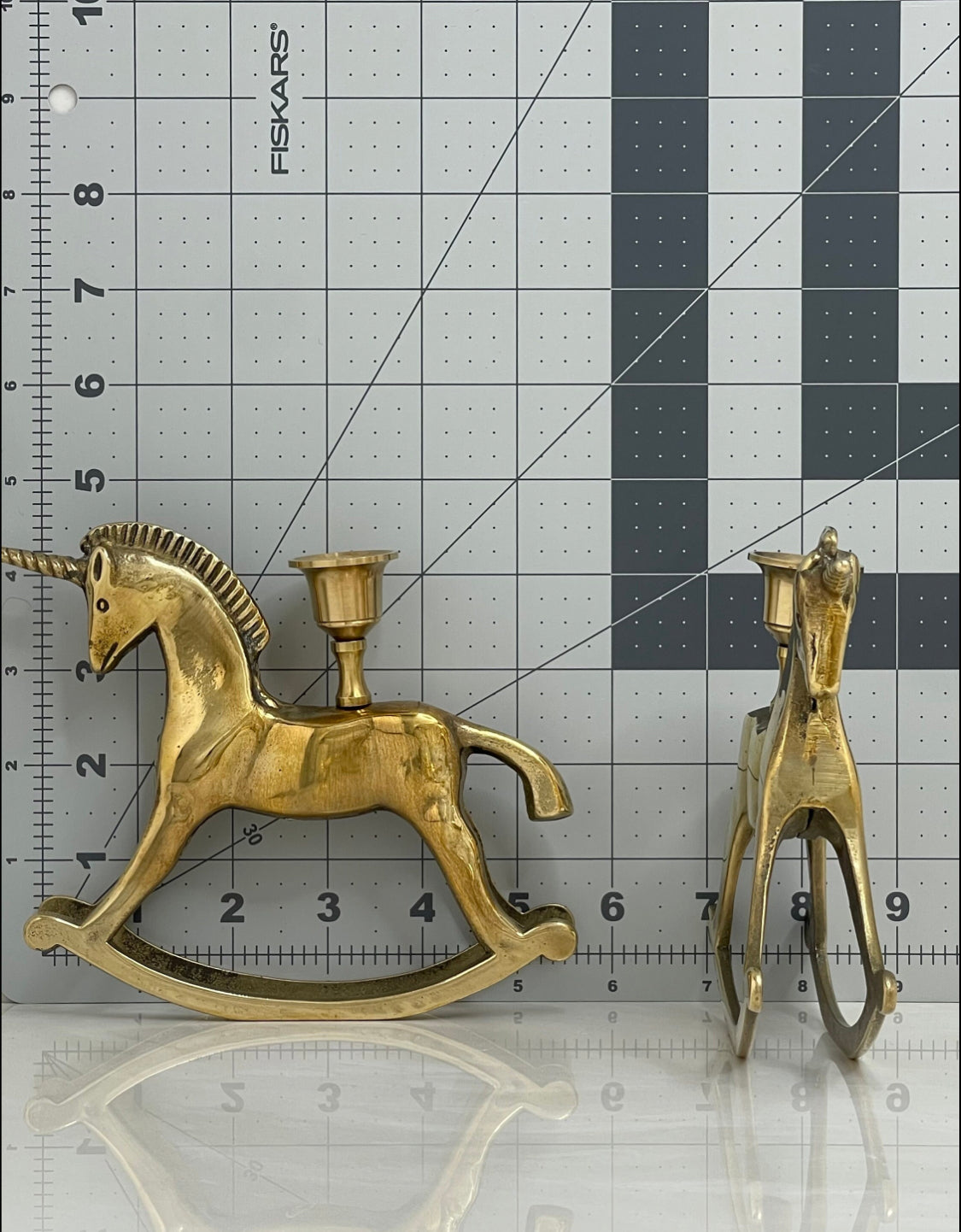 Vintage Brass Unicorn Candleholders-A Pair