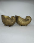 Vintage Brass Nautilus Shell Vessels / Wine Holders / Cachepots
