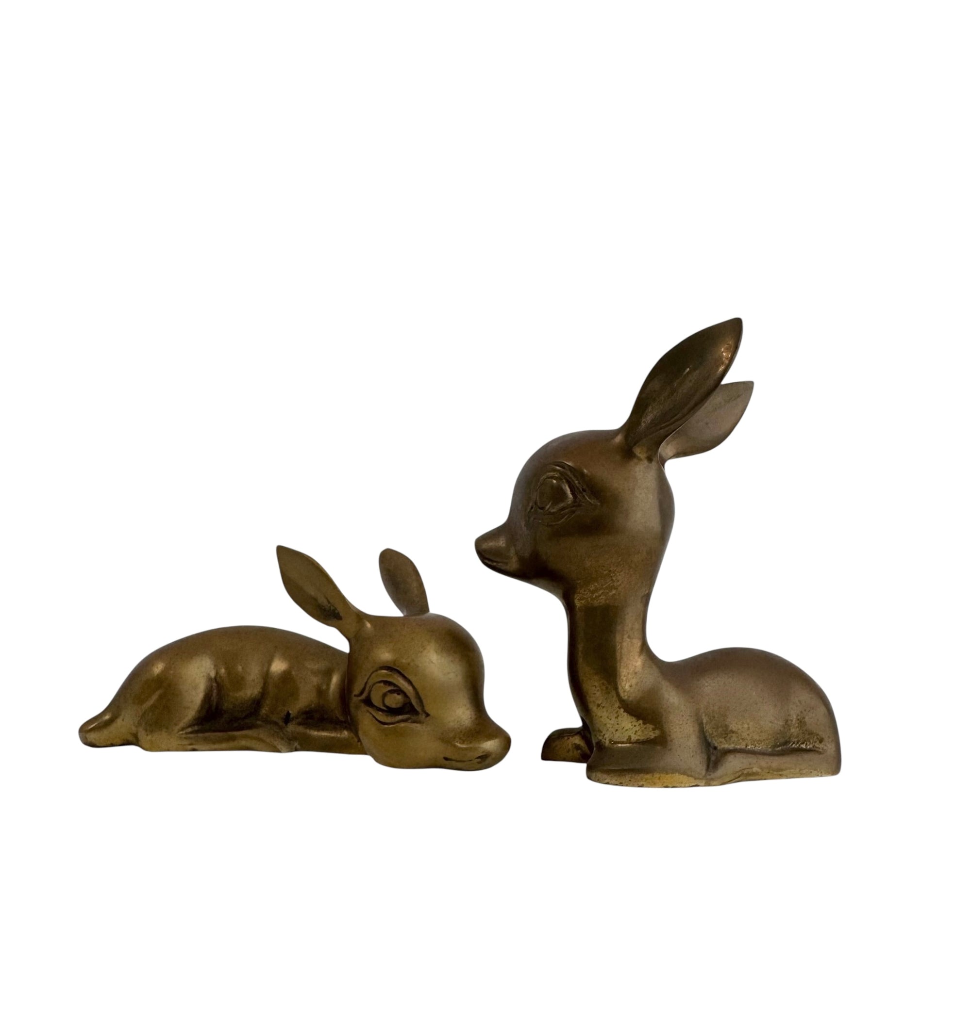 Vintage Brass Resting Deer Pair