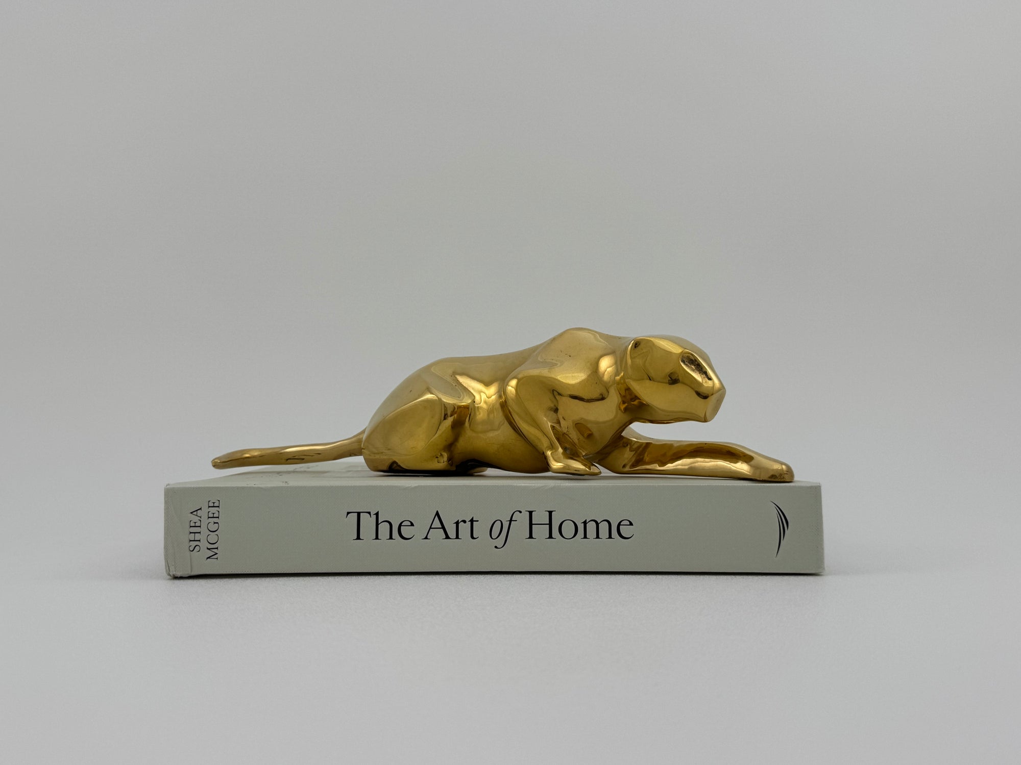 Vintage Brass Crouching Jaguar