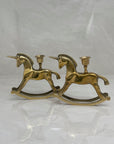 Vintage Brass Unicorn Candleholders-A Pair