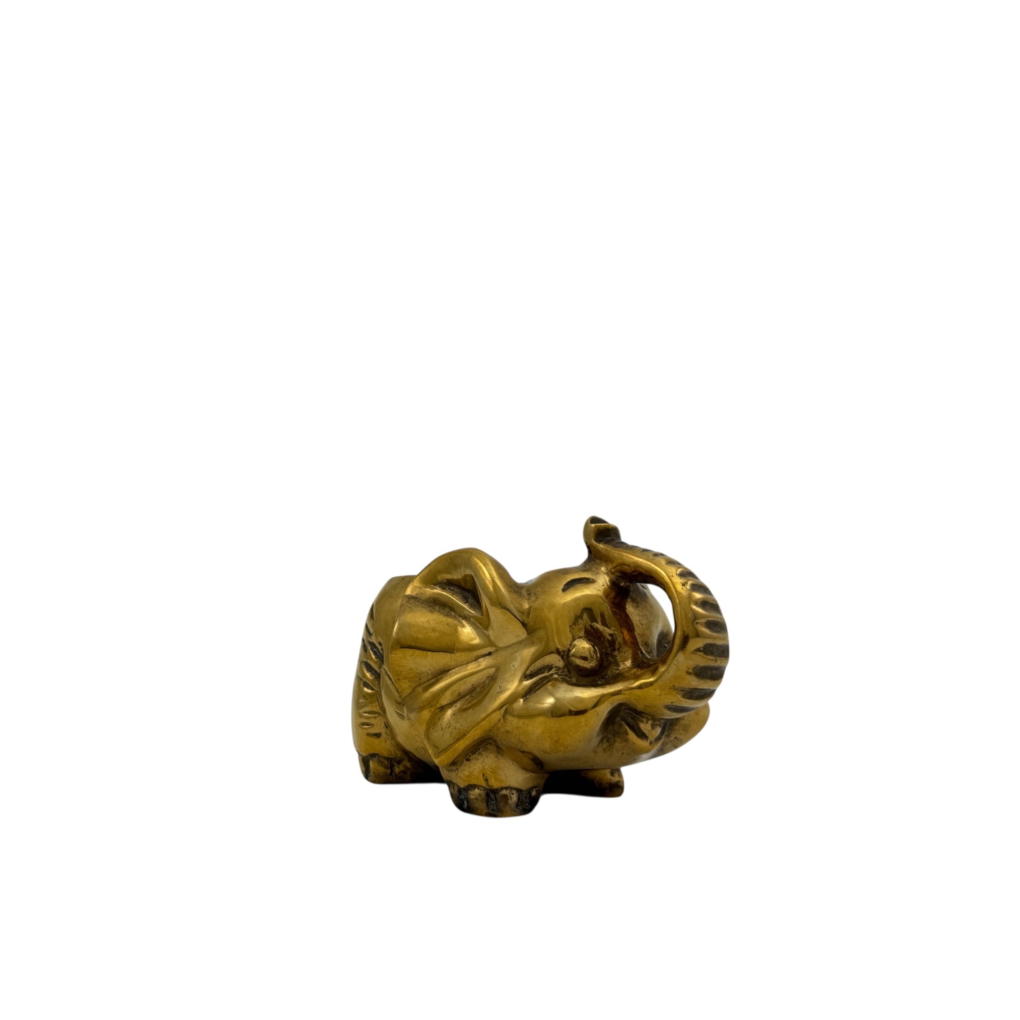 Small Vintage Brass Elephant Stash Pot / Ashtray / Trinket Holder