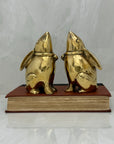 Vintage Brass Moon Gazing Rabbits-A Pair