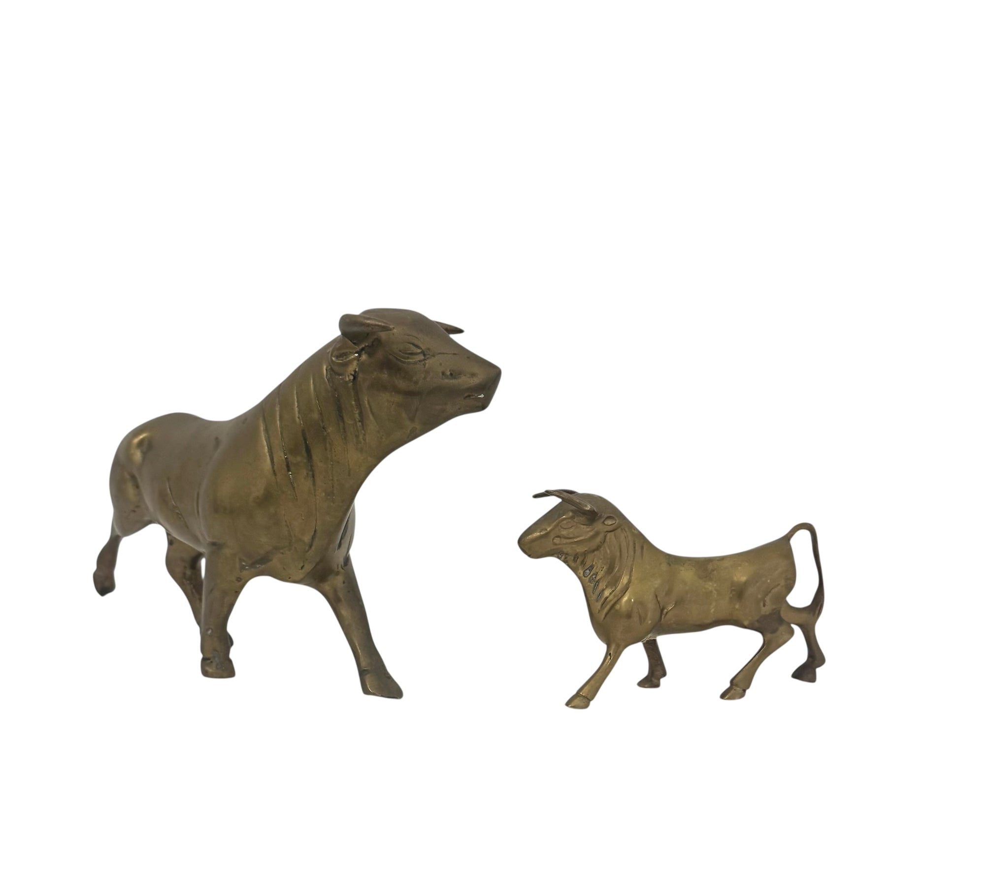 Vintage Brass Bull Figurines – Pair of Mid-Century Modern Bulls