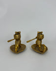 Whimsical Vintage Bronze Mouse Candleholders – Leaf Boats- A Pair
