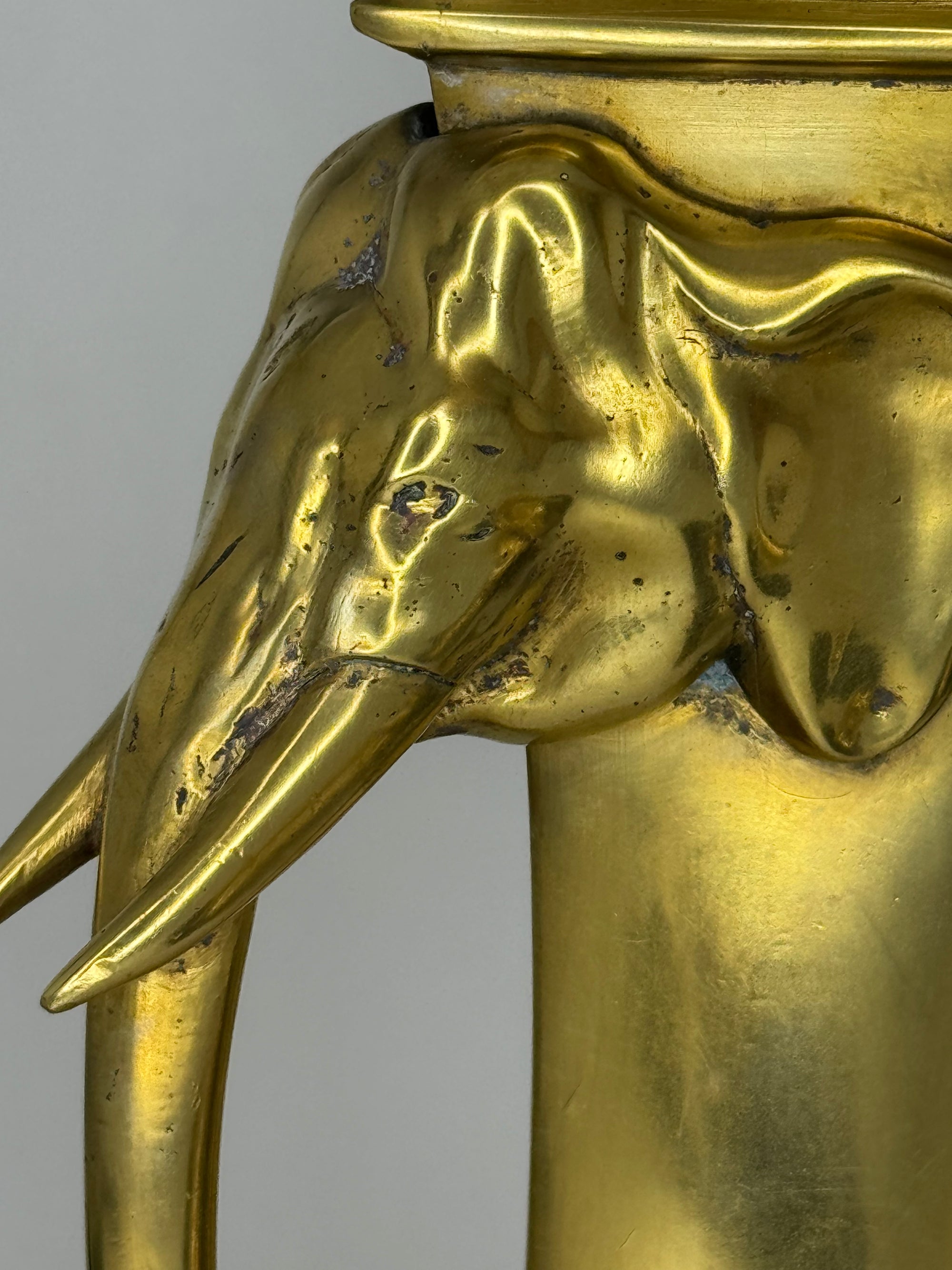 Pair of Heavy Vintage Brass Elephant Vases
