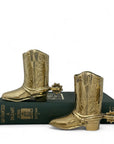 Small Vintage Brass Cowboy Boot Vases-A Pair