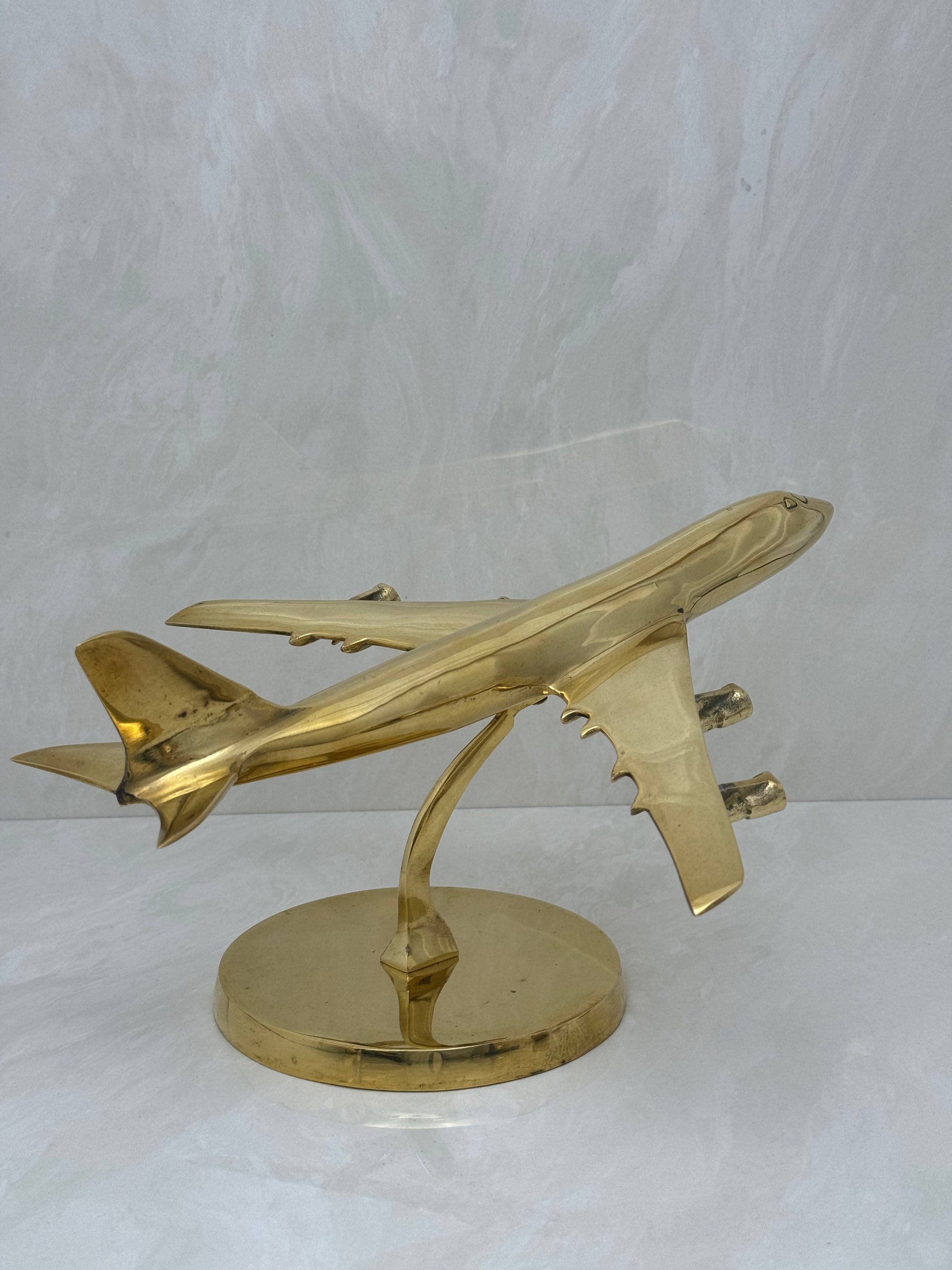 Vintage Brass Airplane on Stand