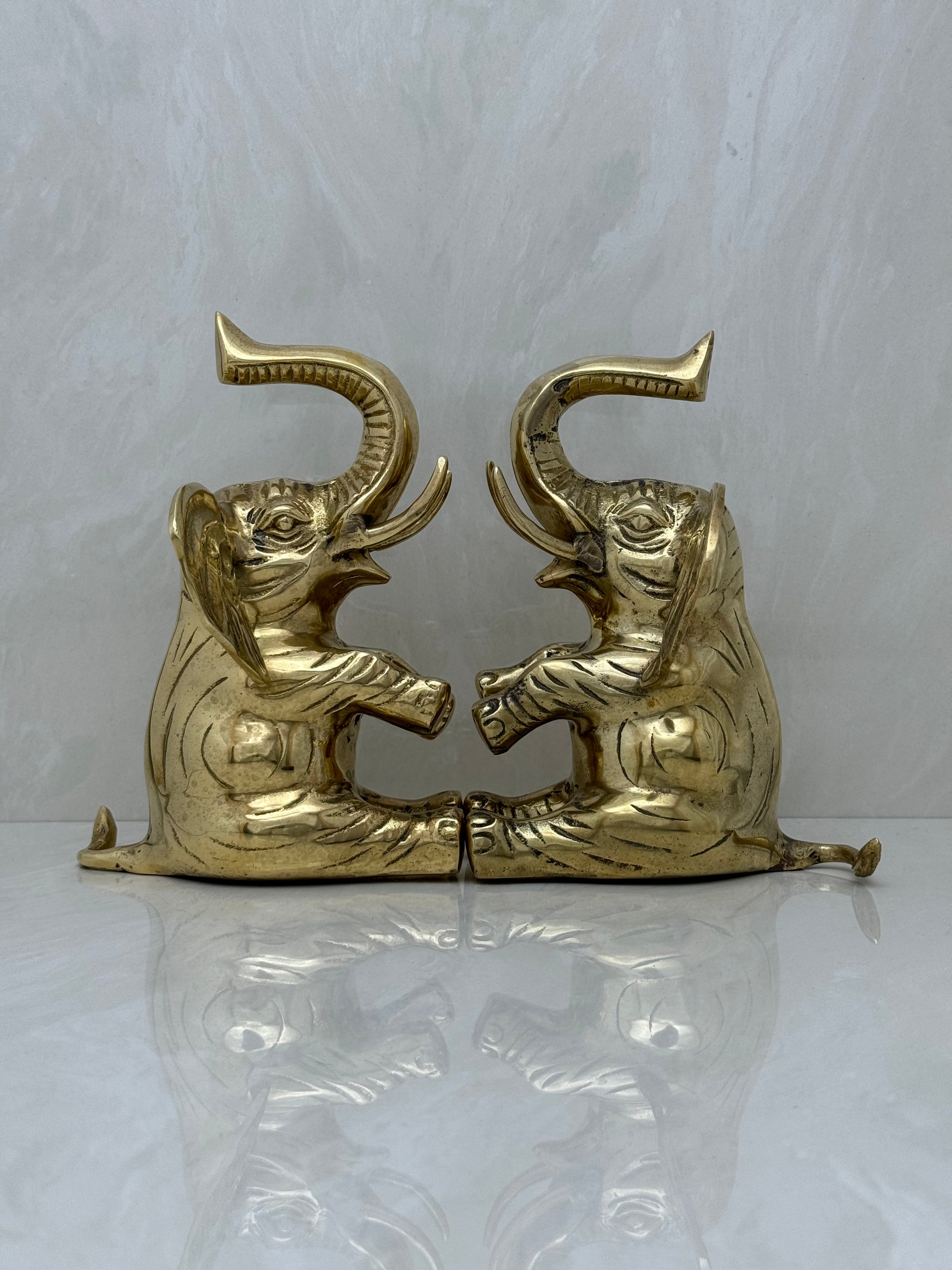 Vintage Brass Elephants-A Pair