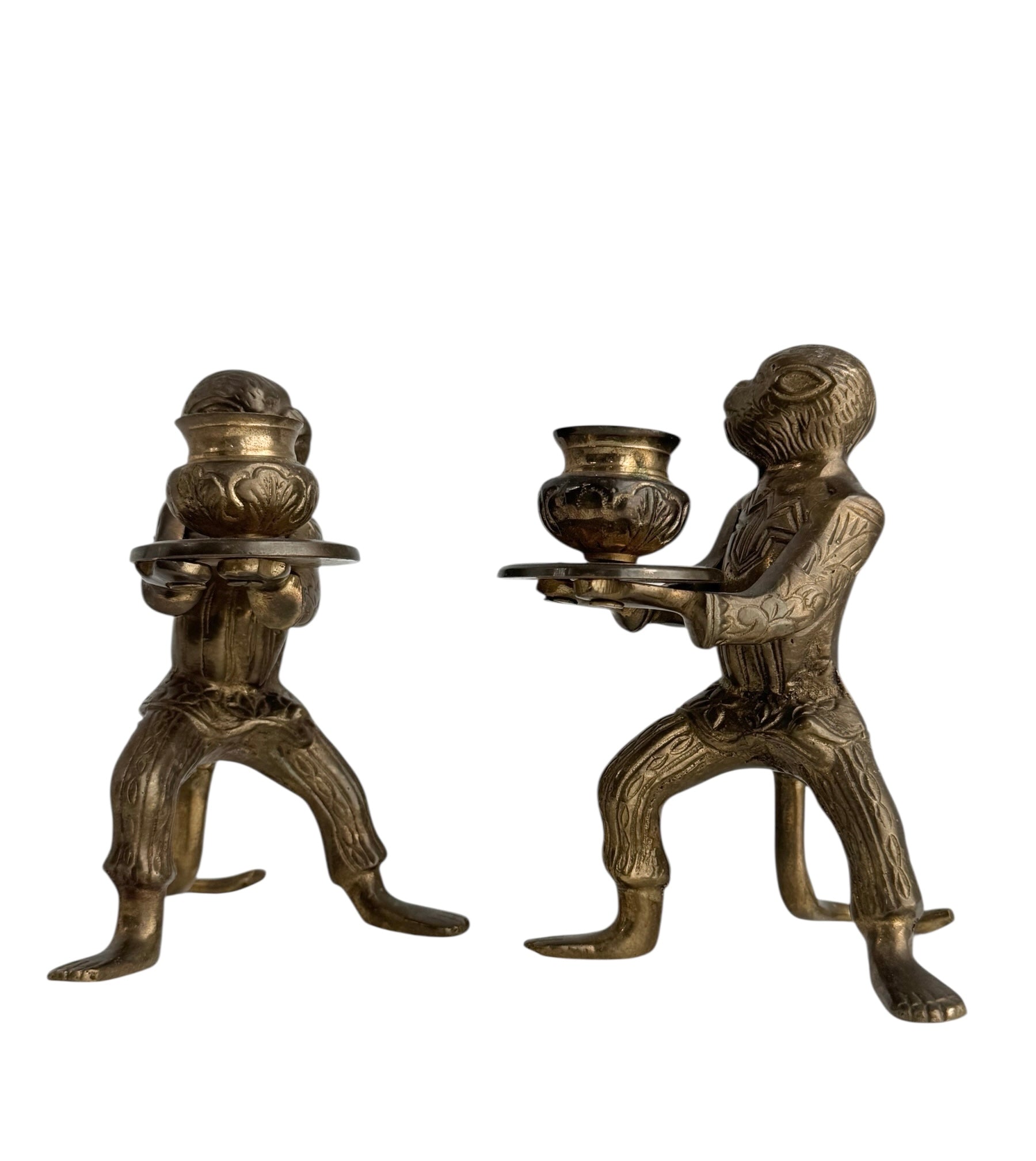 Vintage Brass Monkey Candle Holders
