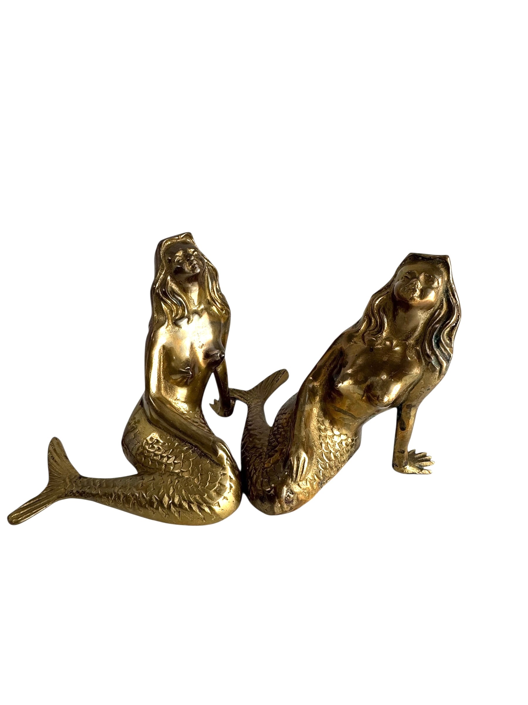 Vintage Brass Mermaid Pair