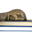 Vintage Brass Reclining Cat Shelf Sitter