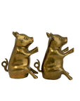 Vintage Brass Sitting Pig Pair – Made in Malaysia