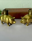 Vintage Brass Pig Candlestick Holders-A Pair by Fritz Brass