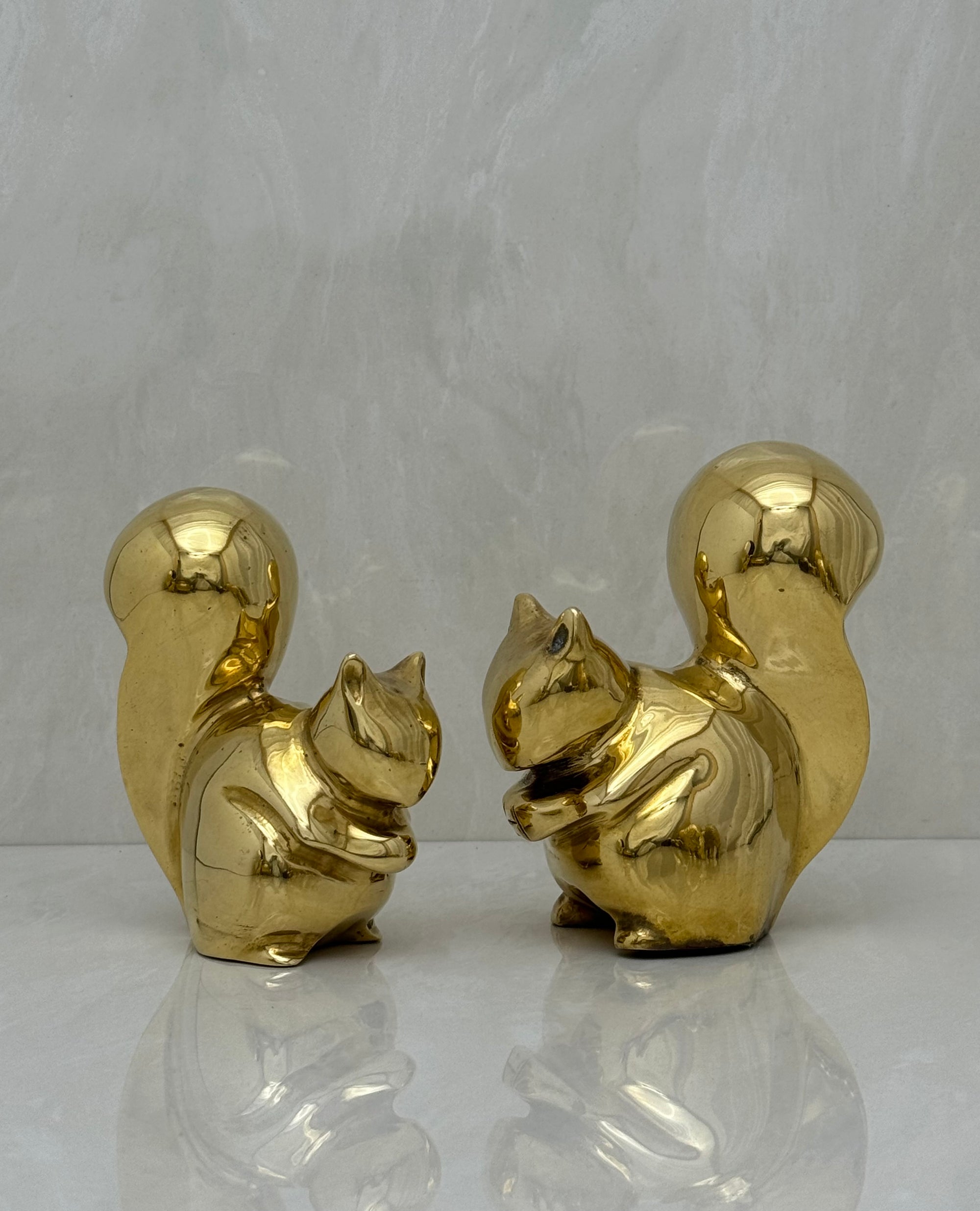 Vintage Brass MCM Squirrels-A Pair