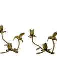 Vintage Brass Hummingbird Candleholders-A Pair