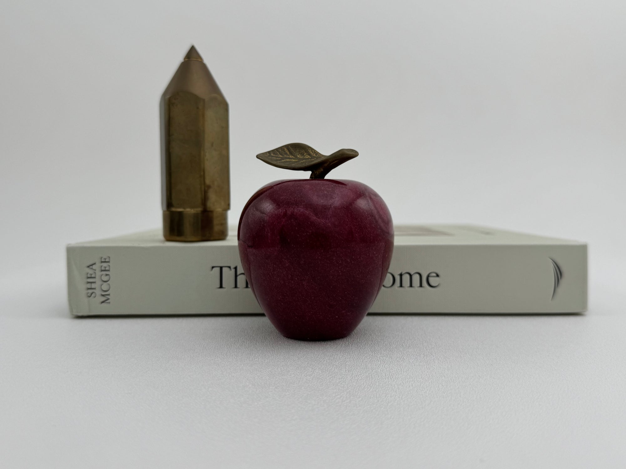 Vintage Apple with Brass Pencil Trinket Holder- A Set