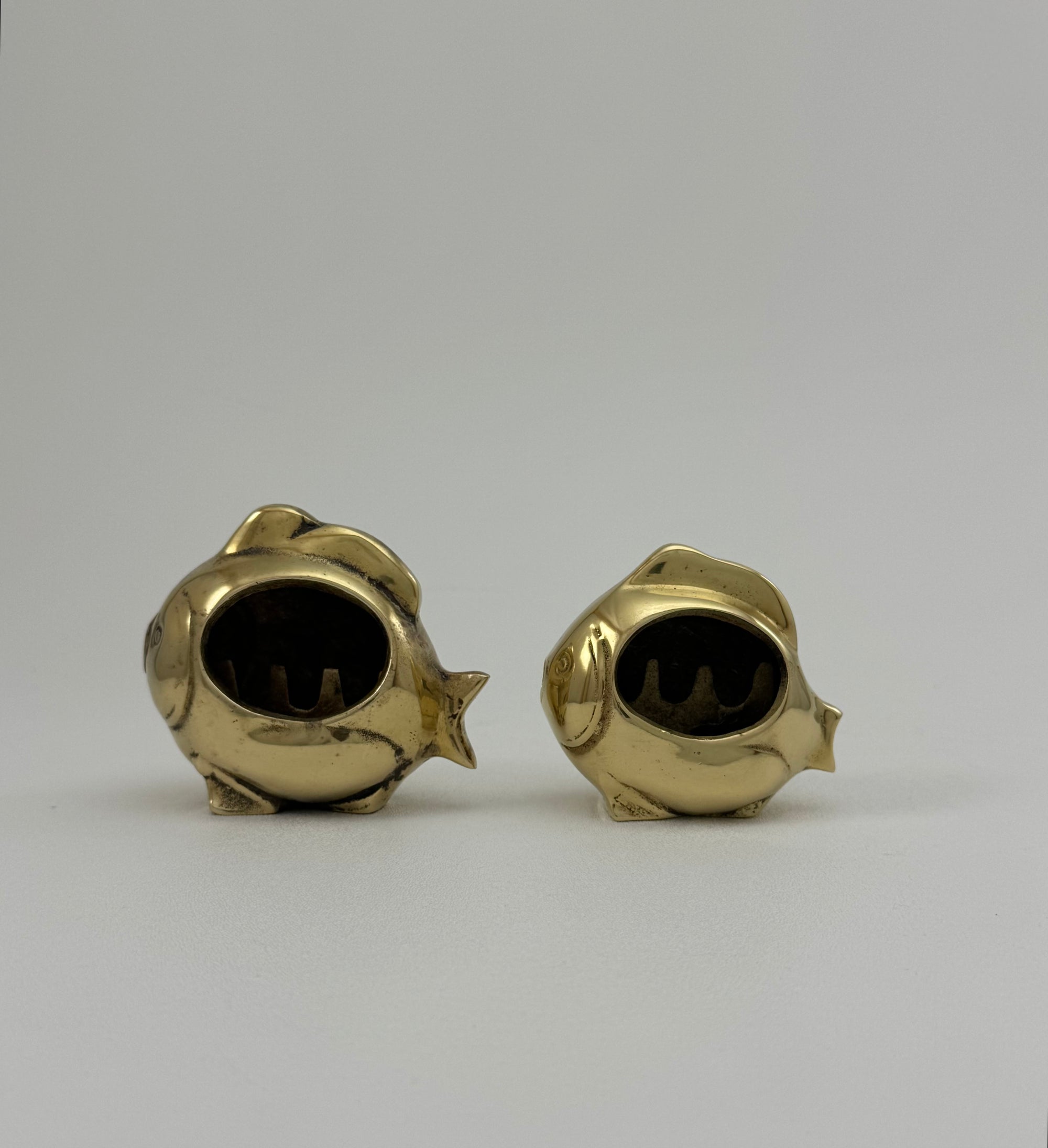 Pair of Vintage Brass Fish Ashtrays – His &amp; Hers– Mid Century Modern Hollywood Regency Coastal Decor