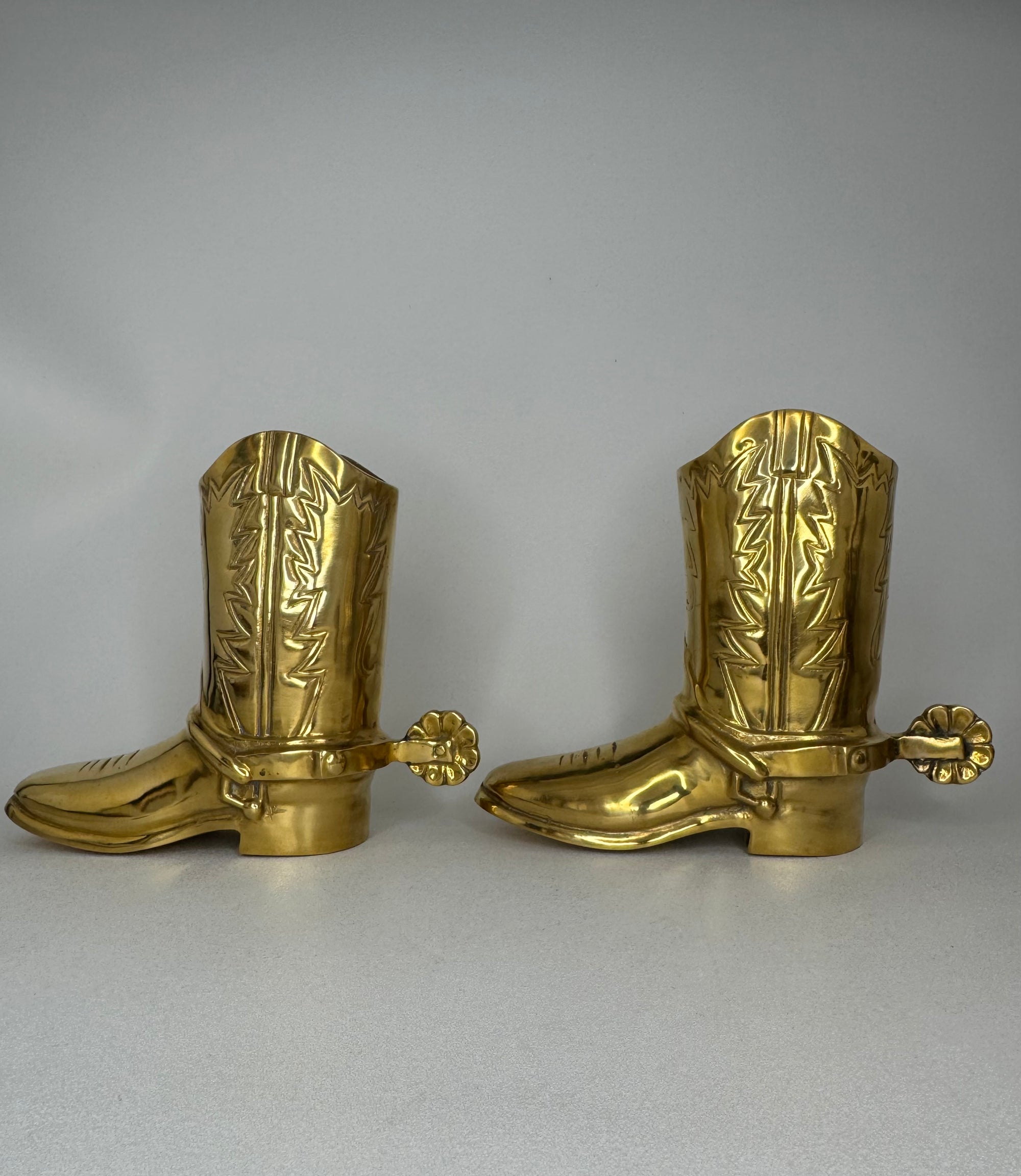 Vintage Brass Cowboy Boots