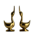Vintage Polished Brass Geese Sculptures – Elegant Mid-Century Modern Pair