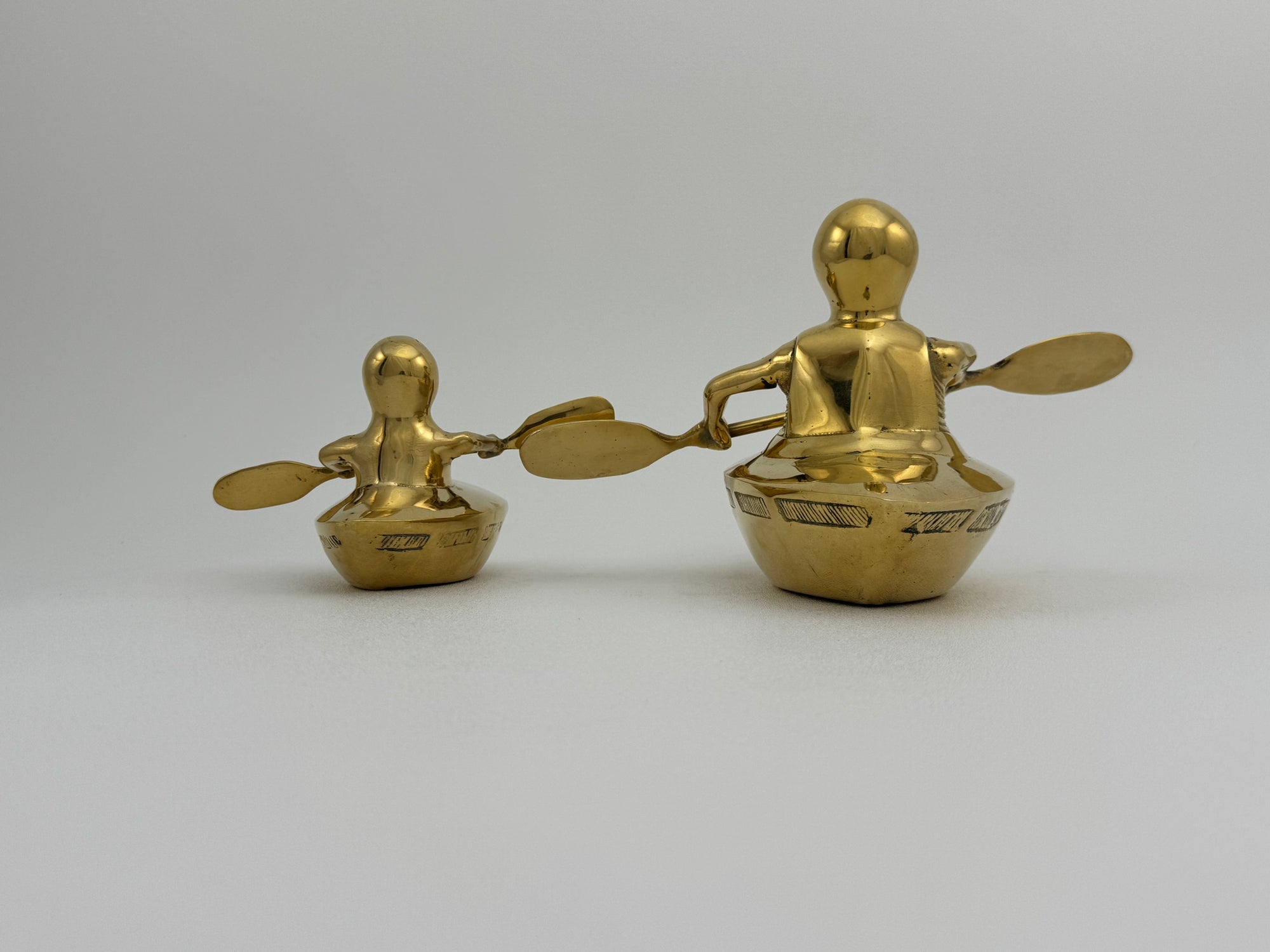 Vintage Brass Duck and Duckling Paddling Boats-A Pair