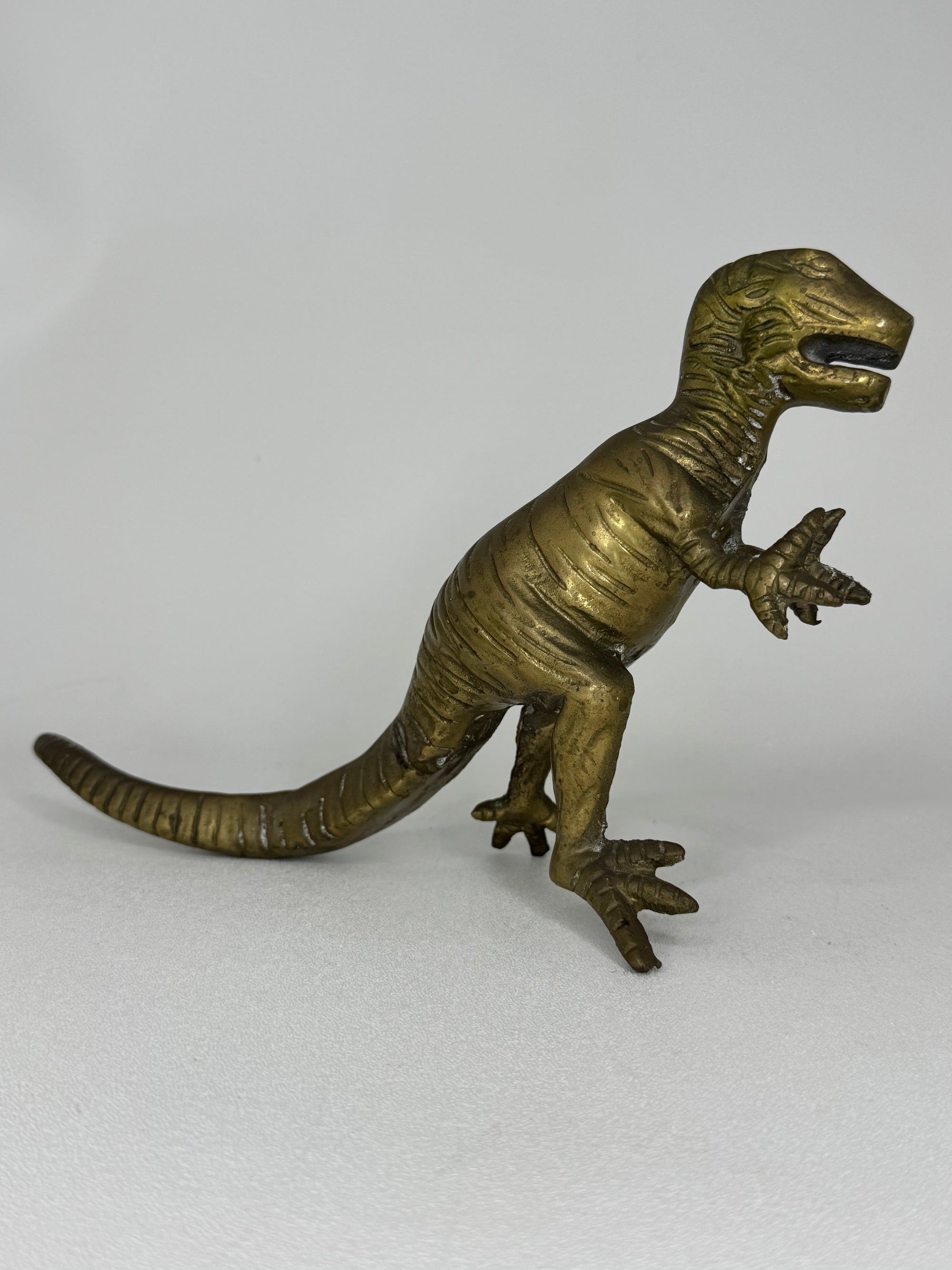 Vintage Brass Dinosaur Figurine / T-Rex Style Sculpture