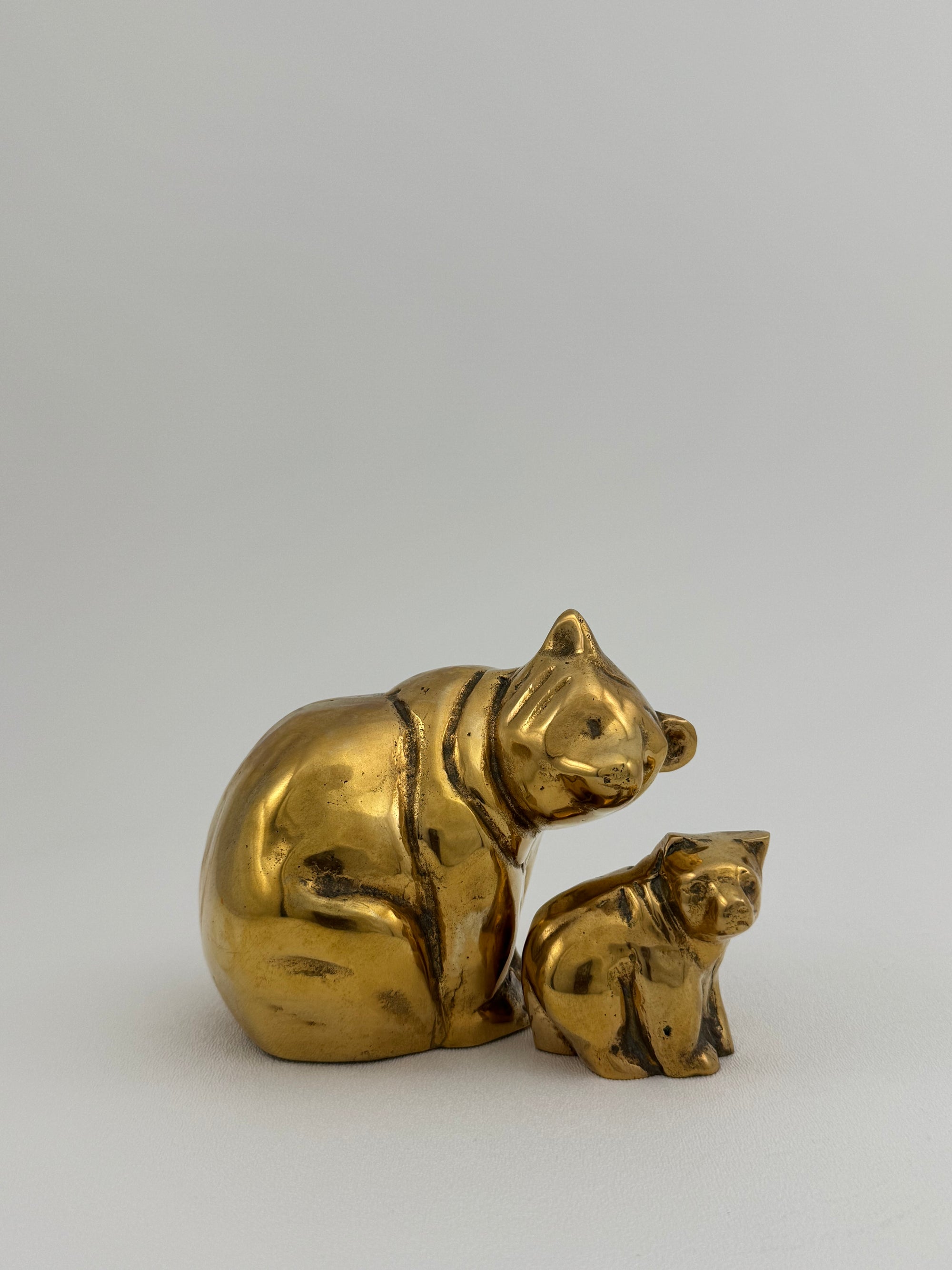 Vintage Brass Mama Bear with Cub- Two Piece Set