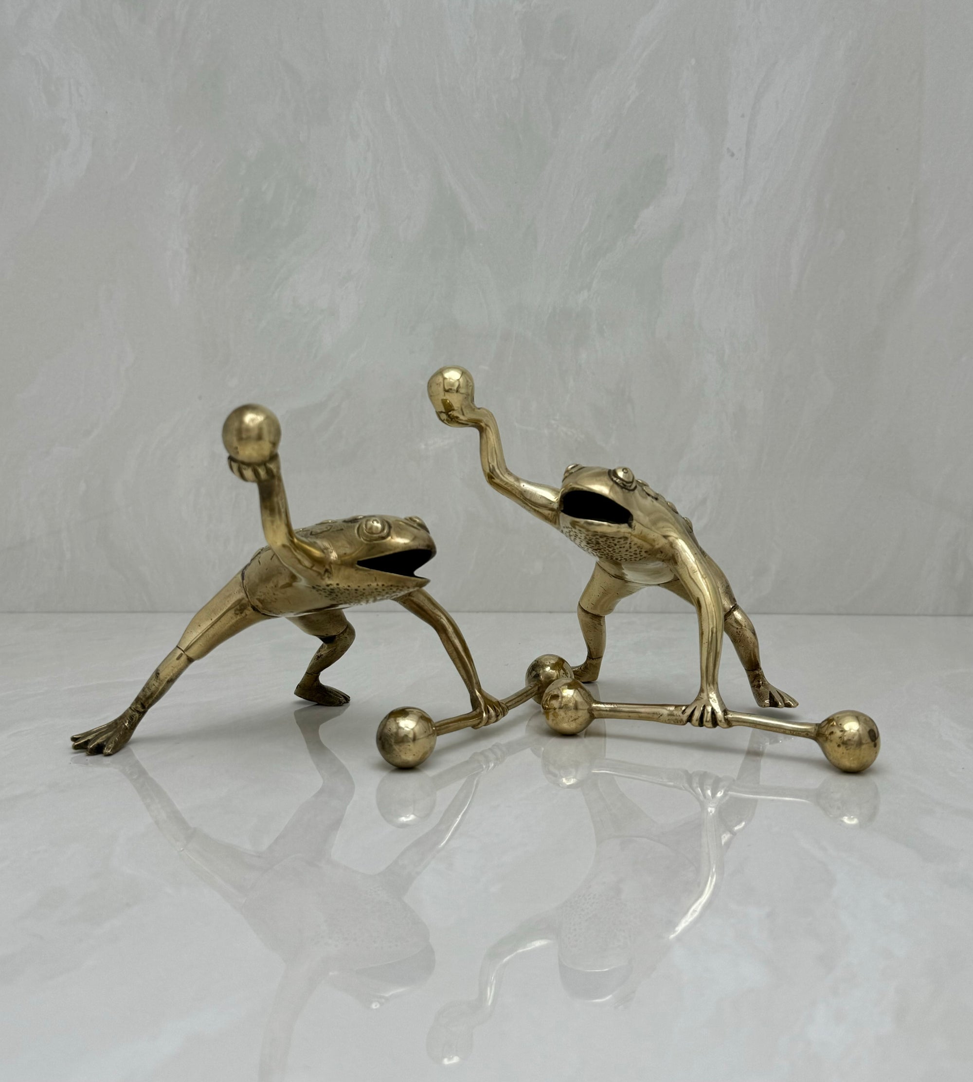 Vintage Brass Workout Frogs-A Pair