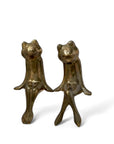 Vintage Brass Shelf Sitting Frogs- A Pair