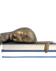 Vintage Brass Reclining Cat Shelf Sitter