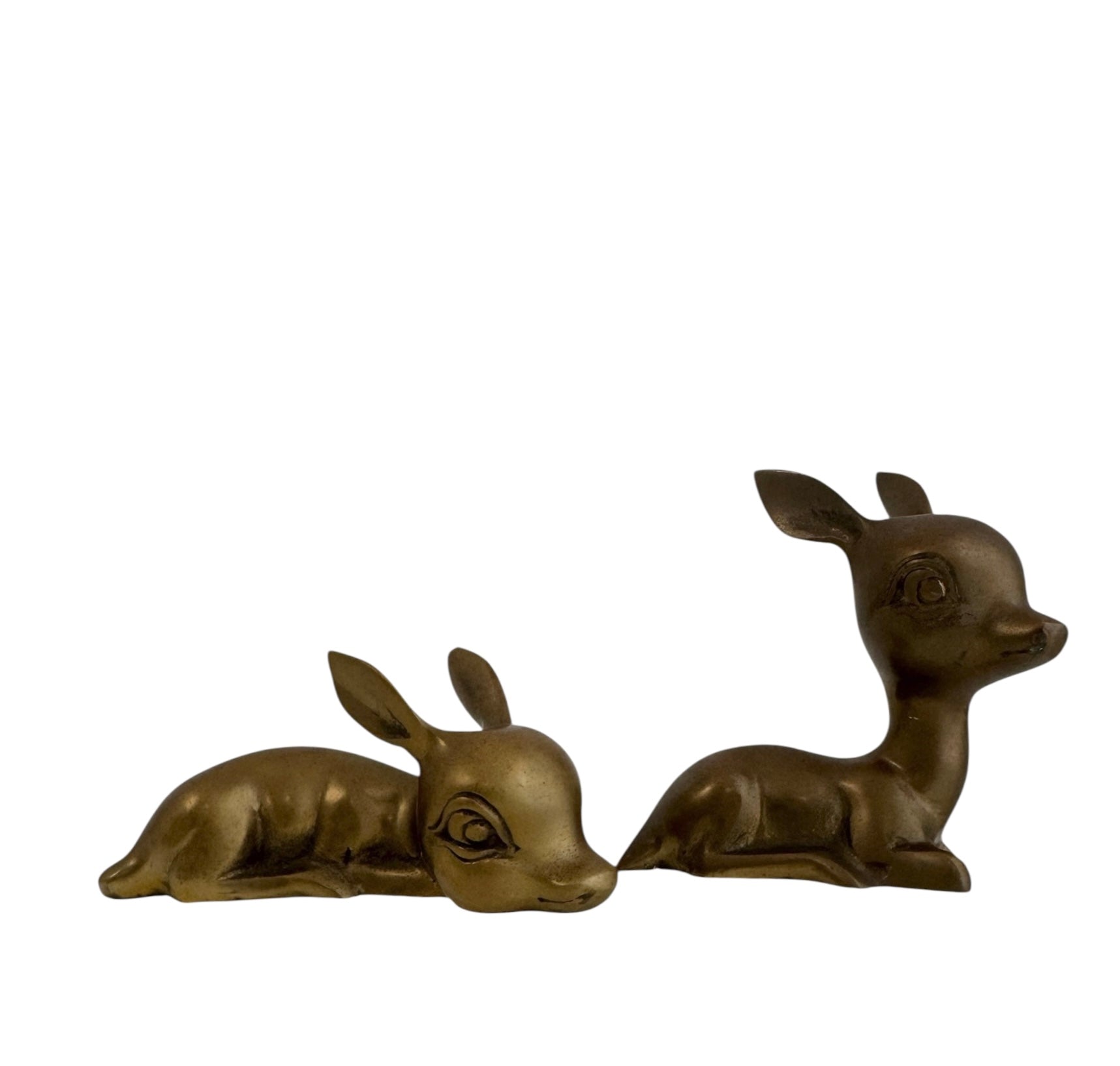 Vintage Brass Resting Deer Pair
