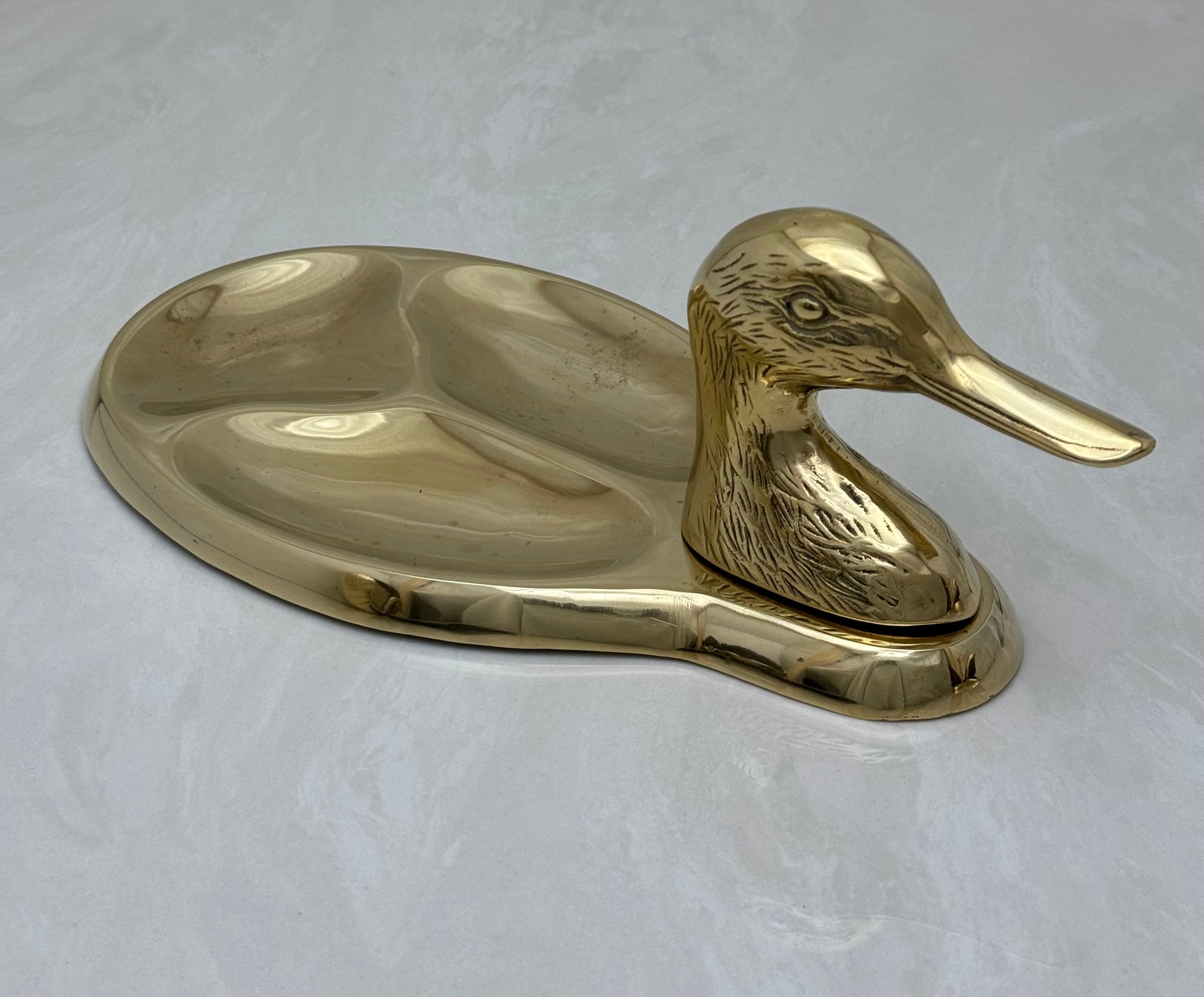 Vintage Brass Duck Dresser Tray