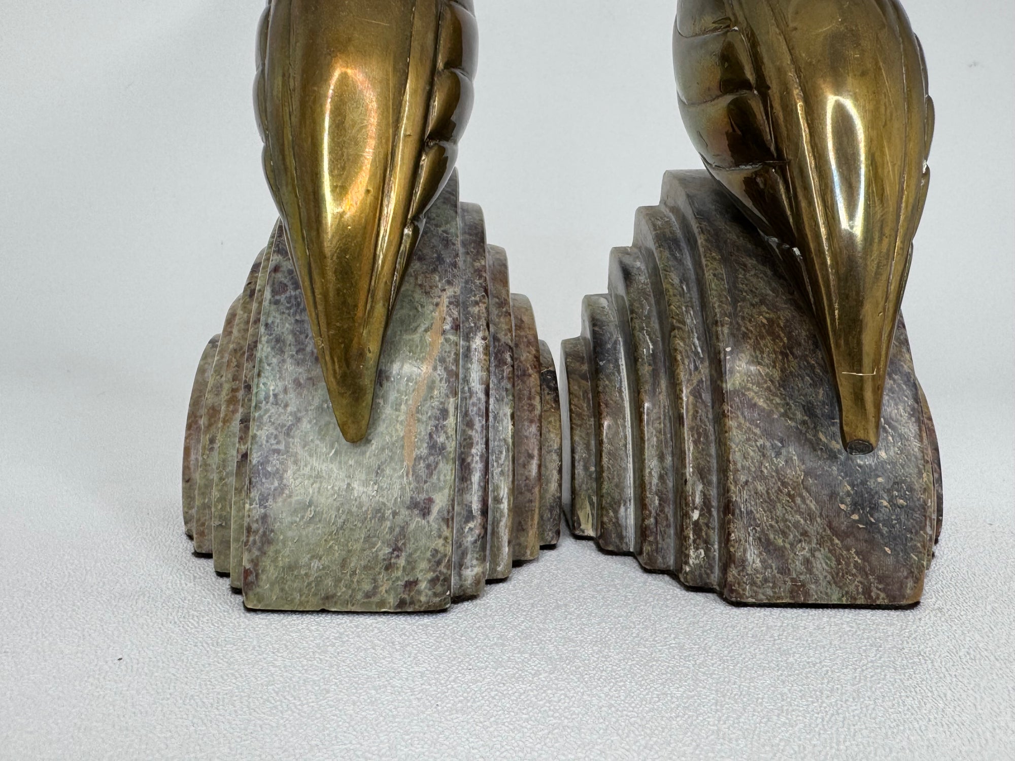 Nora Fenton Cardinal Brass and Marble Bookends