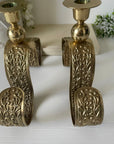 Vintage Brass Candlestick Holders with Scrollwork- A Pair