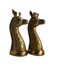 Vintage Brass Giraffe Head Sculptures – Mid-Century Modern Pair