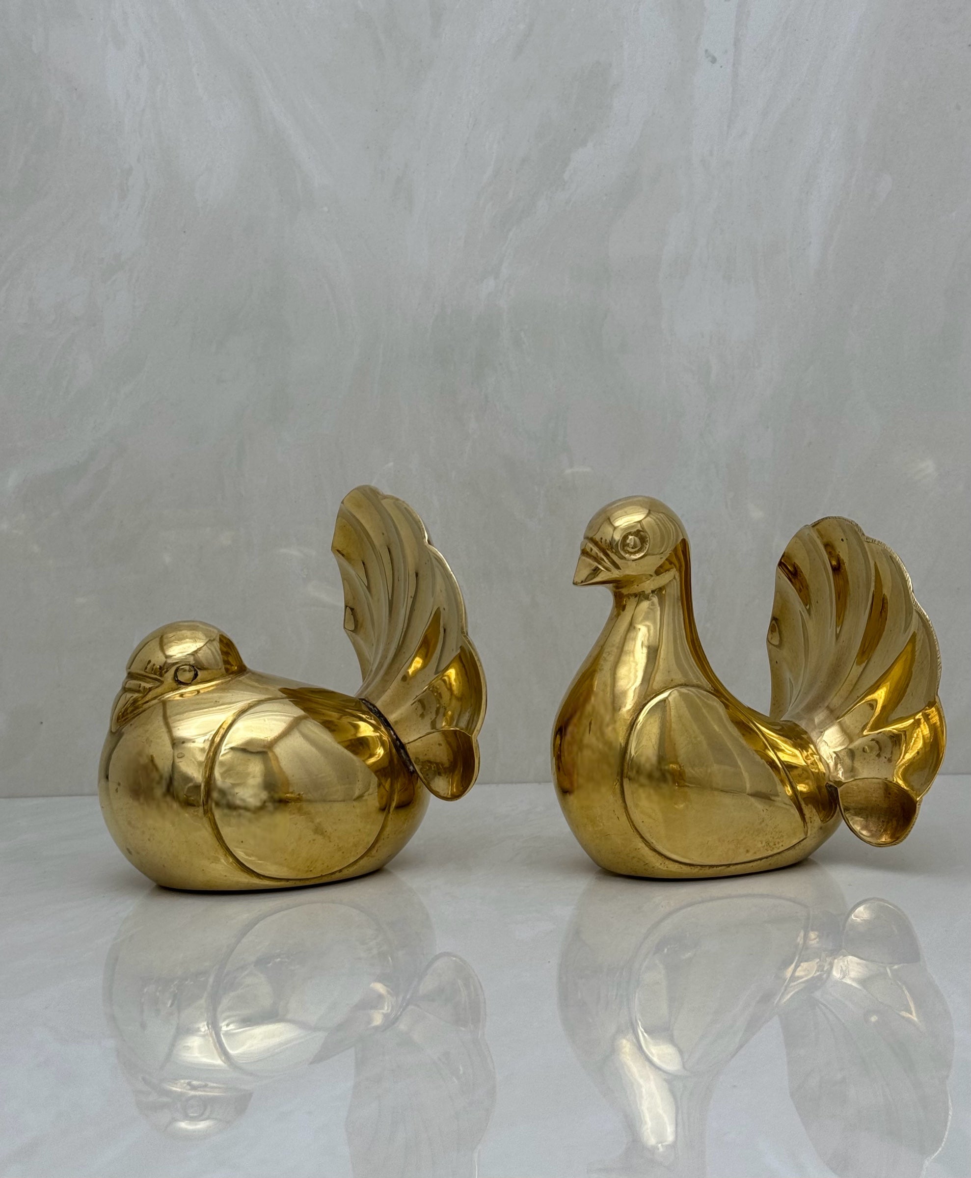 Vintage Brass Birds-A Pair