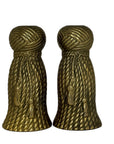 Hollywood Regency Dorthy Draper Style Tassel Candlestick Pair Rope Knot