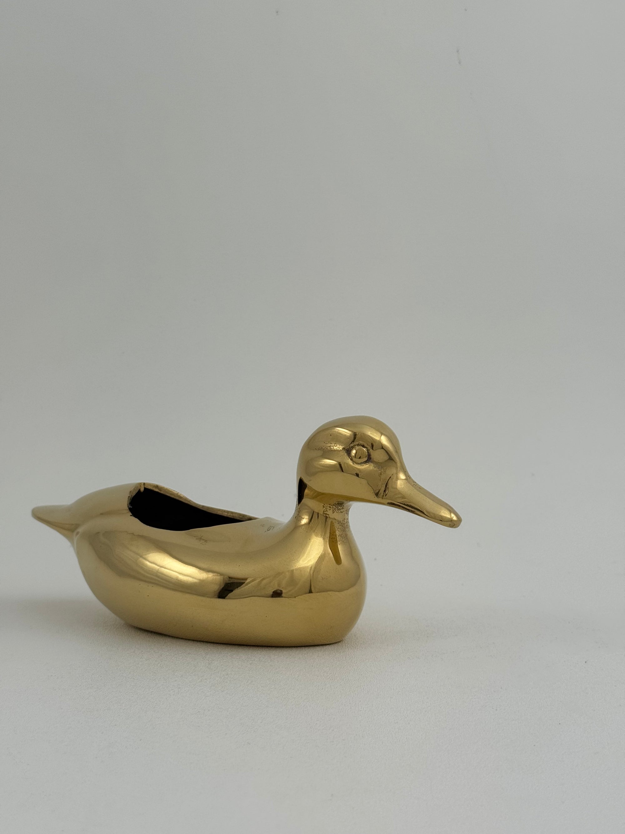 Vintage Brass Duck Stash Pot