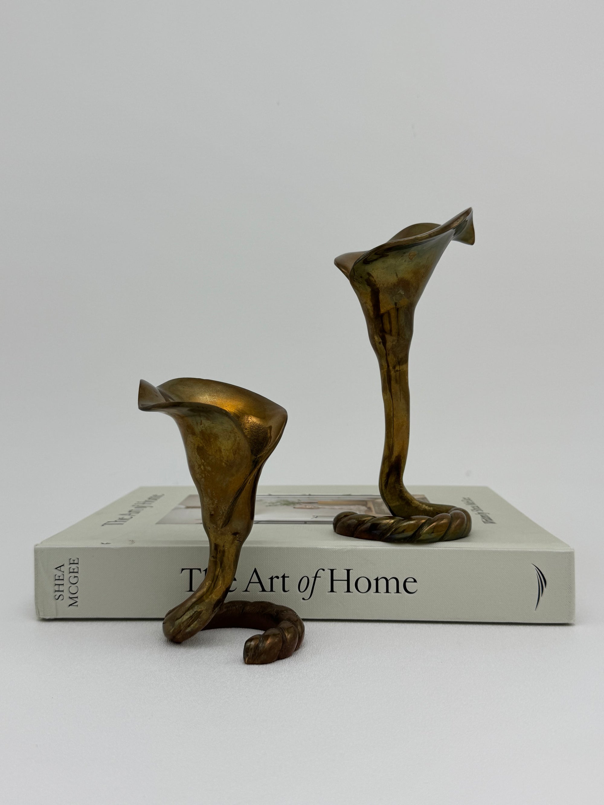 Vintage Brass Tulip Candlestick Holders-A Pair